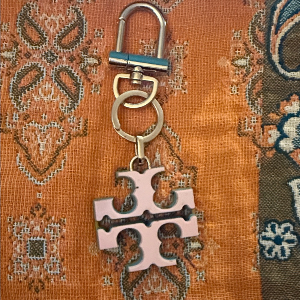 Tory Burch Pink and Gold Keychain